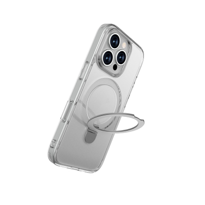 Apple iPhone 16 Pro Max Case Magsafe Charging Featured Raptic Air Stand Series Frosted Transparent Design Stand Cover - 3