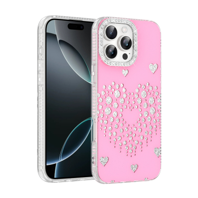 Apple iPhone 16 Pro Max Case Rhinestone Embellishment Zore Rivas Hard PC Cover - 2
