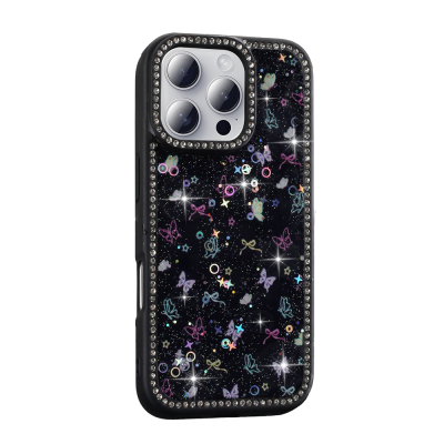 Apple iPhone 16 Pro Max Case Stone and Glitter Design Zore Azra Cover - 5