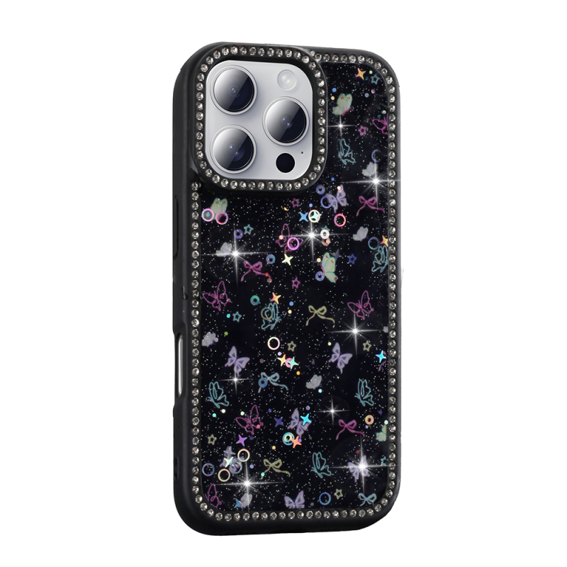 Apple iPhone 16 Pro Max Case Stone and Glitter Design Zore Azra Cover - 5