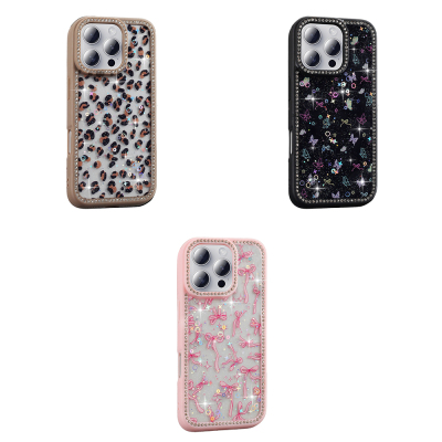 Apple iPhone 16 Pro Max Case Stone and Glitter Design Zore Azra Cover - 11