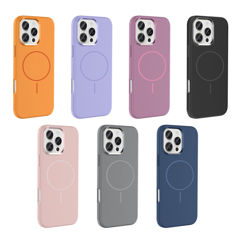 Apple iPhone 16 Pro Max Case with M-Safe Charging Feature, Metal Camera Frame, Zore Edi Silicone Cover - 15