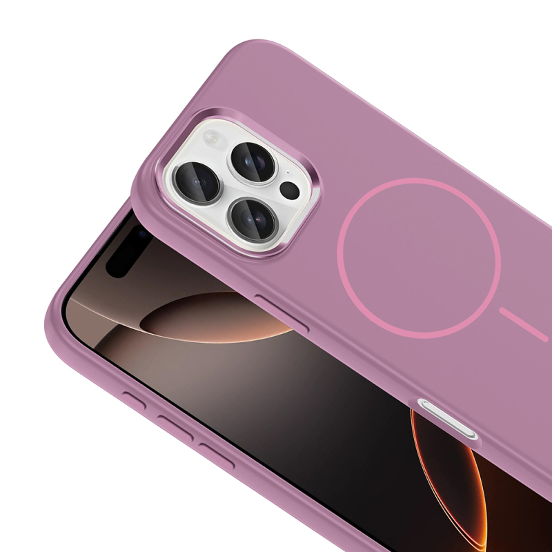 Apple iPhone 16 Pro Max Case with M-Safe Charging Feature, Metal Camera Frame, Zore Edi Silicone Cover - 22