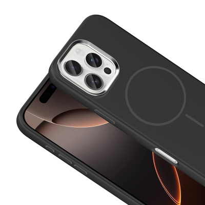 Apple iPhone 16 Pro Max Case with M-Safe Charging Feature, Metal Camera Frame, Zore Edi Silicone Cover - 23