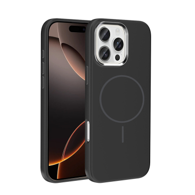 Apple iPhone 16 Pro Max Case with M-Safe Charging Feature, Metal Camera Frame, Zore Edi Silicone Cover - 1