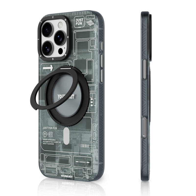 Apple iPhone 16 Pro Max Case with Magsafe Charging Feature YoungKit 360° Stand Technology Series Cover - 3