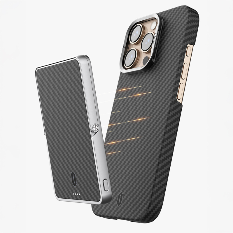 Apple iPhone 16 Pro Max Case Wiwu DCC-206 Magsafe Charging Feature Camera Stand Aramid Fiber Design Cover - 5