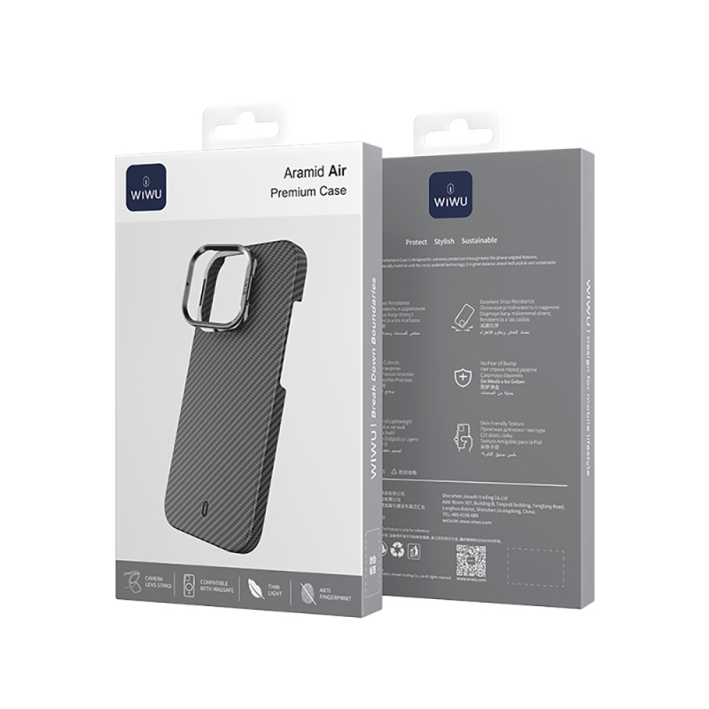 Apple iPhone 16 Pro Max Case Wiwu DCC-206 Magsafe Charging Feature Camera Stand Aramid Fiber Design Cover - 13