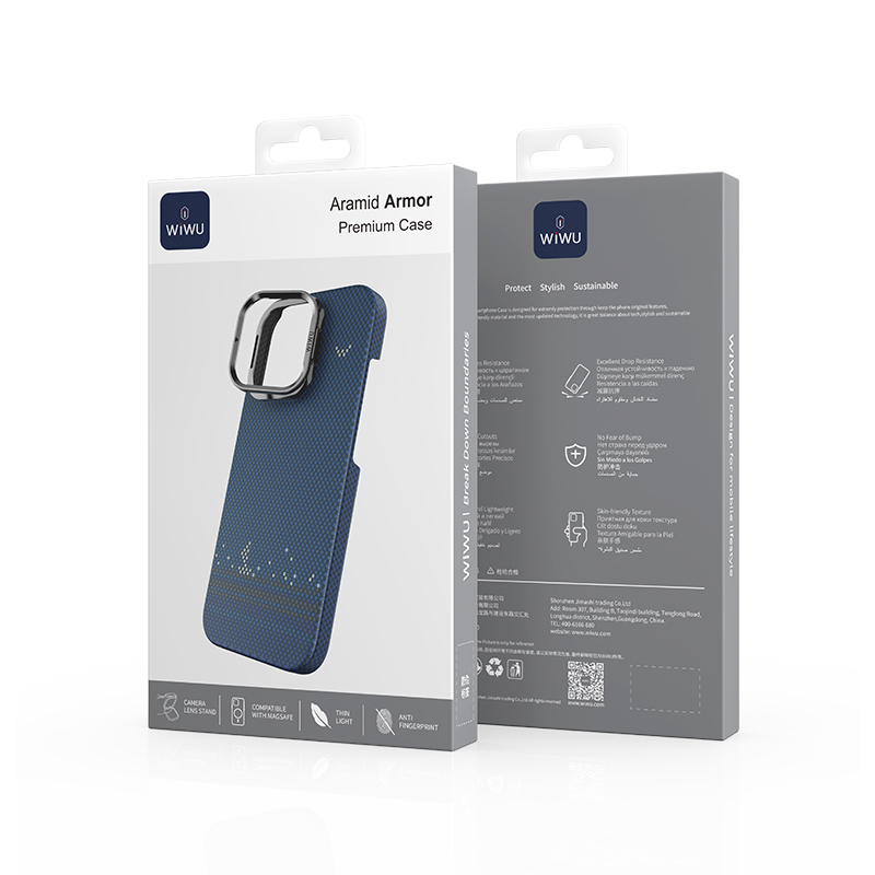 Apple iPhone 16 Pro Max Case Wiwu DCC-209 Magsafe Charged Camera Stand Aramid Fiber Design Cover - 9