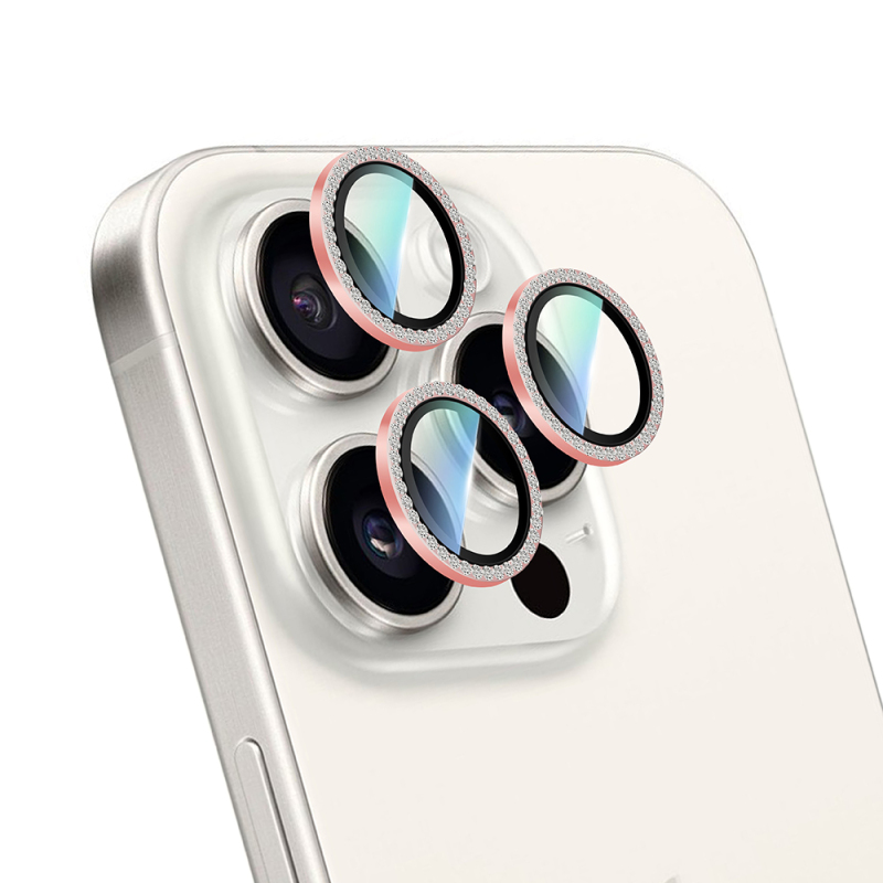 Apple iPhone 16 Pro Max CaseWorld Alloy Sparkling Diamond Serisi Taşlı Lens Koruyucu - 2