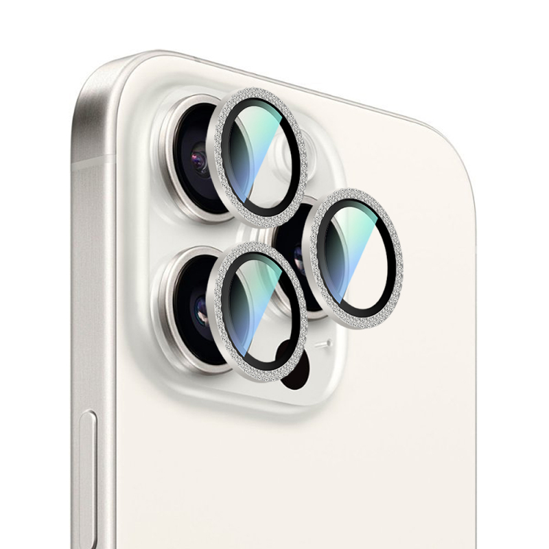 Apple iPhone 16 Pro Max CaseWorld Alloy Sparkling Diamond Serisi Taşlı Lens Koruyucu - 1