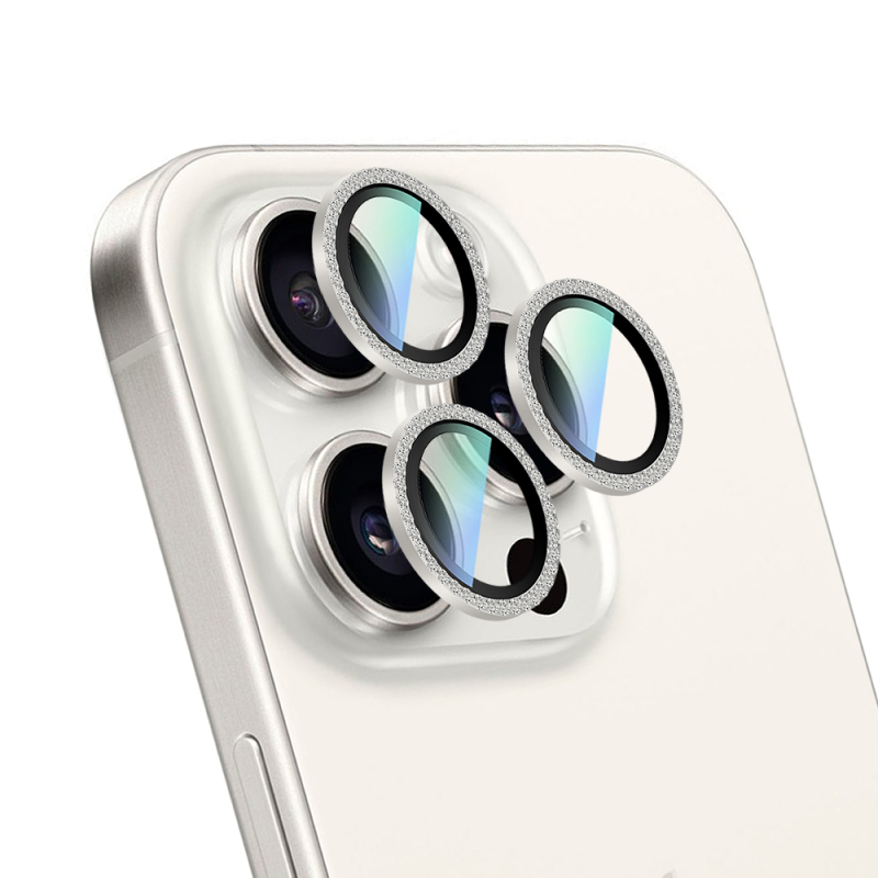 Apple iPhone 16 Pro Max CaseWorld Alloy Sparkling Diamond Serisi Taşlı Lens Koruyucu - 3