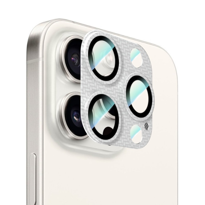 Apple iPhone 16 Pro Max CaseWorld Karbon Fiber Serisi Anti Reflective Ultra Clear Full Kamera Lens Koruyucu - 1