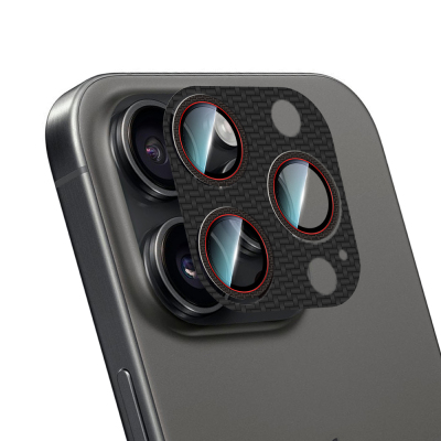 Apple iPhone 16 Pro Max CaseWorld Karbon Fiber Serisi Anti Reflective Ultra Clear Full Kamera Lens Koruyucu - 4