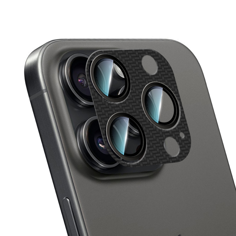 Apple iPhone 16 Pro Max CaseWorld Karbon Fiber Serisi Anti Reflective Ultra Clear Full Kamera Lens Koruyucu - 5