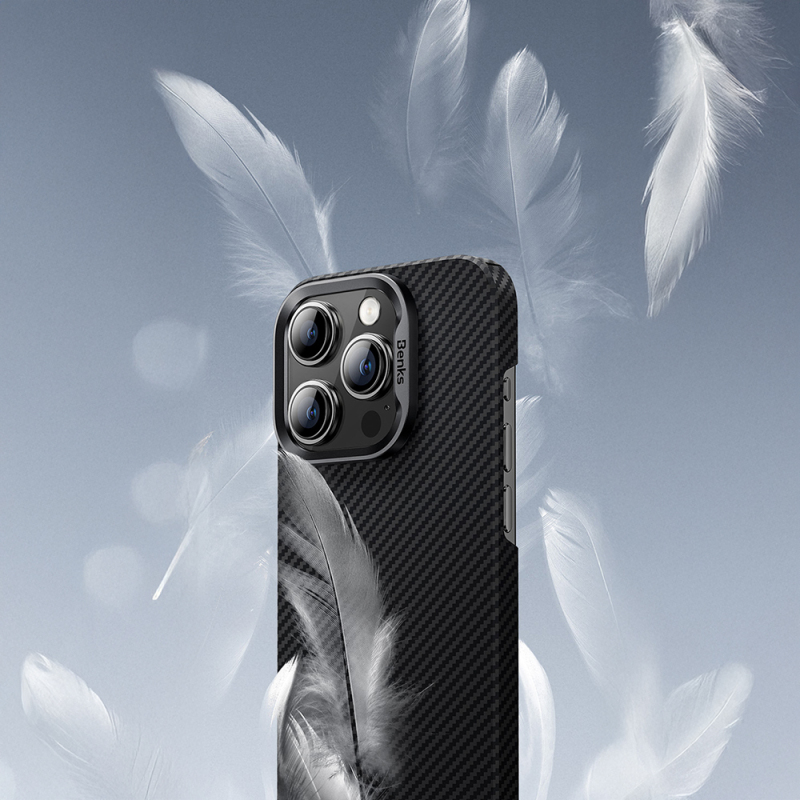 Apple iPhone 16 Pro Max Kılıf Benks M-safe Şarj Özellikli Metal Kamera Çerçeveli Magnetik ArmorAir 600D Kevlar Fiber Kapak - 9