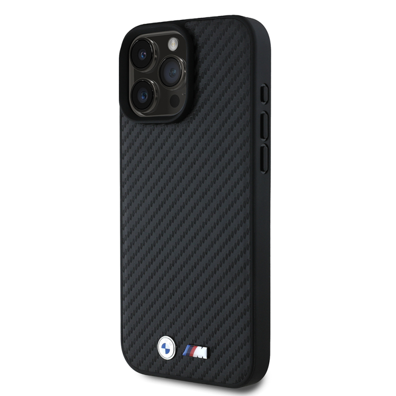 Apple iPhone 16 Pro Max Kılıf BMW Orjinal Lisanslı Karbon Fiber Tasarımlı ve Metal Logolu PU Deri Kapak - 3
