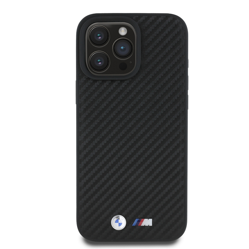 Apple iPhone 16 Pro Max Kılıf BMW Orjinal Lisanslı Karbon Fiber Tasarımlı ve Metal Logolu PU Deri Kapak - 4