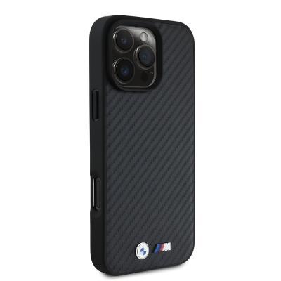 Apple iPhone 16 Pro Max Kılıf BMW Orjinal Lisanslı Karbon Fiber Tasarımlı ve Metal Logolu PU Deri Kapak - 5