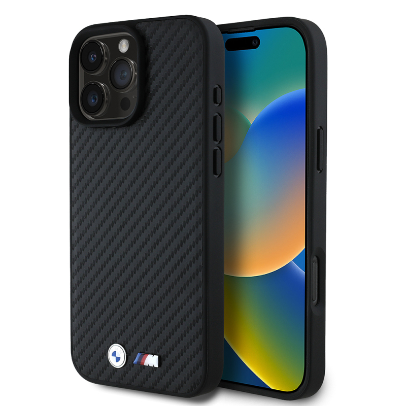Apple iPhone 16 Pro Max Kılıf BMW Orjinal Lisanslı Karbon Fiber Tasarımlı ve Metal Logolu PU Deri Kapak - 2