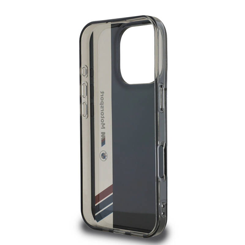 Apple iPhone 16 Pro Max Kılıf BMW Orjinal Lisanslı M Logolu Üç Renk Çizgili Motorsport Vertical Stripe Kapak - 8