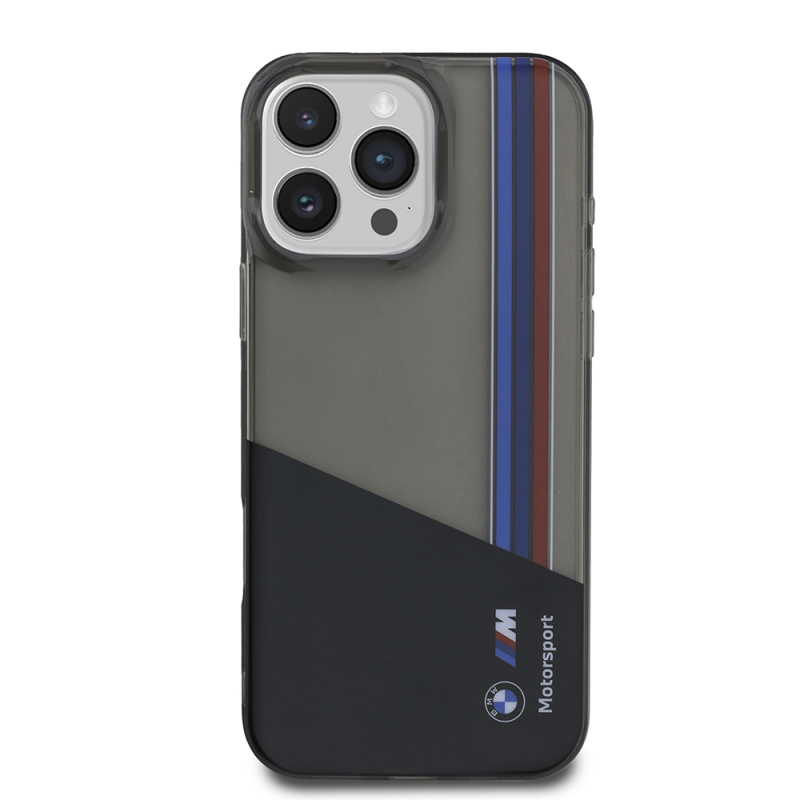 Apple iPhone 16 Pro Max Kılıf BMW Orjinal Lisanslı Yarı Transparan M Dizayn Çizgili Kapak - 3