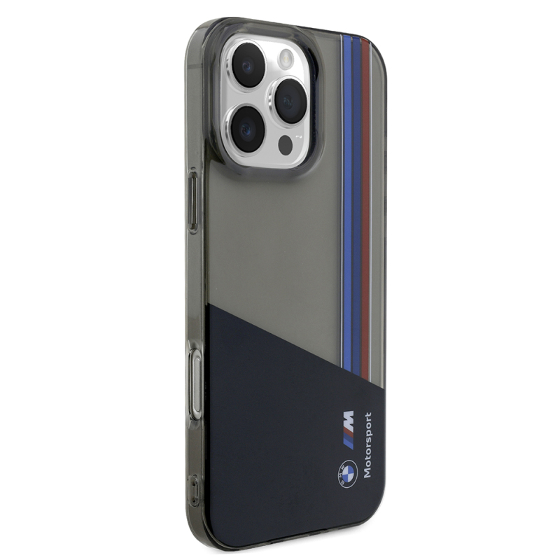 Apple iPhone 16 Pro Max Kılıf BMW Orjinal Lisanslı Yarı Transparan M Dizayn Çizgili Kapak - 7