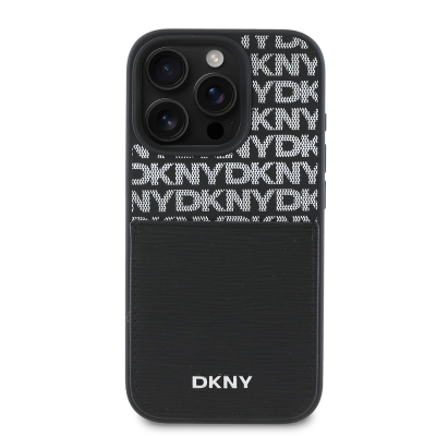 Apple iPhone 16 Pro Max Kılıf DKNY Orjinal Lisanslı Kartlıklı 3D Yazılı Repeat Texture Pattern Kapak - 4