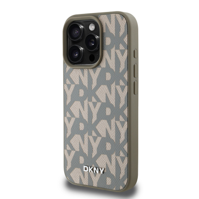 Apple iPhone 16 Pro Max Kılıf DKNY Orjinal Lisanslı M-safe Şarj Özellikli 3D Yazılı Grid Pattern Kapak - 4