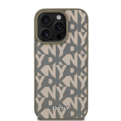 Apple iPhone 16 Pro Max Kılıf DKNY Orjinal Lisanslı M-safe Şarj Özellikli 3D Yazılı Grid Pattern Kapak - 5