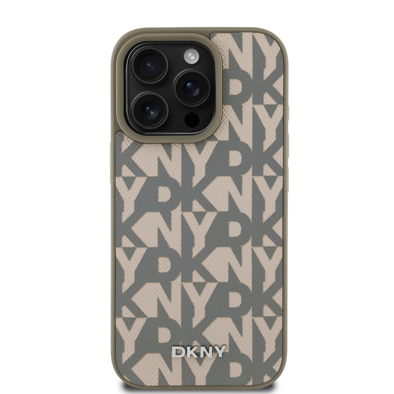 Apple iPhone 16 Pro Max Kılıf DKNY Orjinal Lisanslı M-safe Şarj Özellikli 3D Yazılı Grid Pattern Kapak - 5