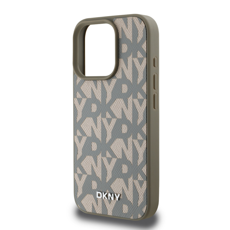 Apple iPhone 16 Pro Max Kılıf DKNY Orjinal Lisanslı M-safe Şarj Özellikli 3D Yazılı Grid Pattern Kapak - 8
