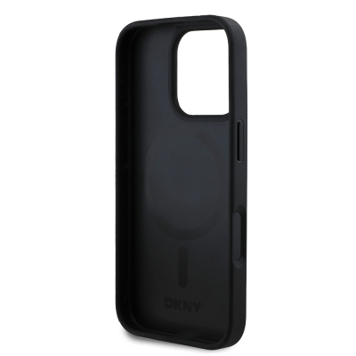 Apple iPhone 16 Pro Max Kılıf DKNY Orjinal Lisanslı M-safe Şarj Özellikli 3D Yazılı Grid Pattern Kapak - 16