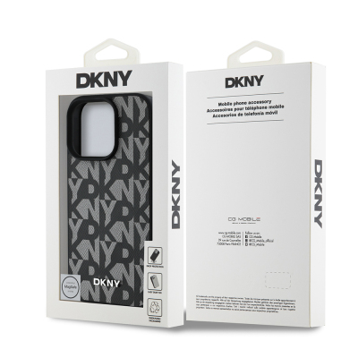 Apple iPhone 16 Pro Max Kılıf DKNY Orjinal Lisanslı M-safe Şarj Özellikli 3D Yazılı Grid Pattern Kapak - 17