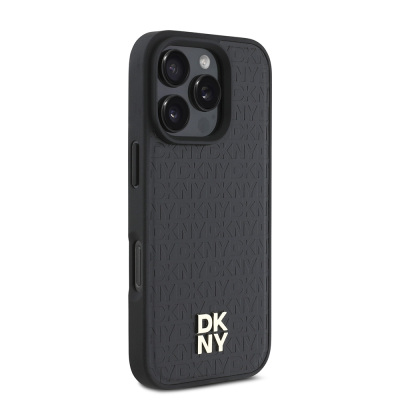 Apple iPhone 16 Pro Max Kılıf DKNY Orjinal Lisanslı Magsafe Şarj Özellikli 3D Yazılı Repeat Pattern Kapak - 13