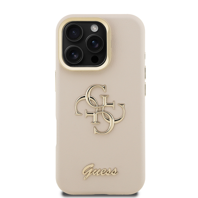 Apple iPhone 16 Pro Max Kılıf Guess Orjinal Lisanslı Grained Yazı Logolu Kamera Standlı Kapak - 7