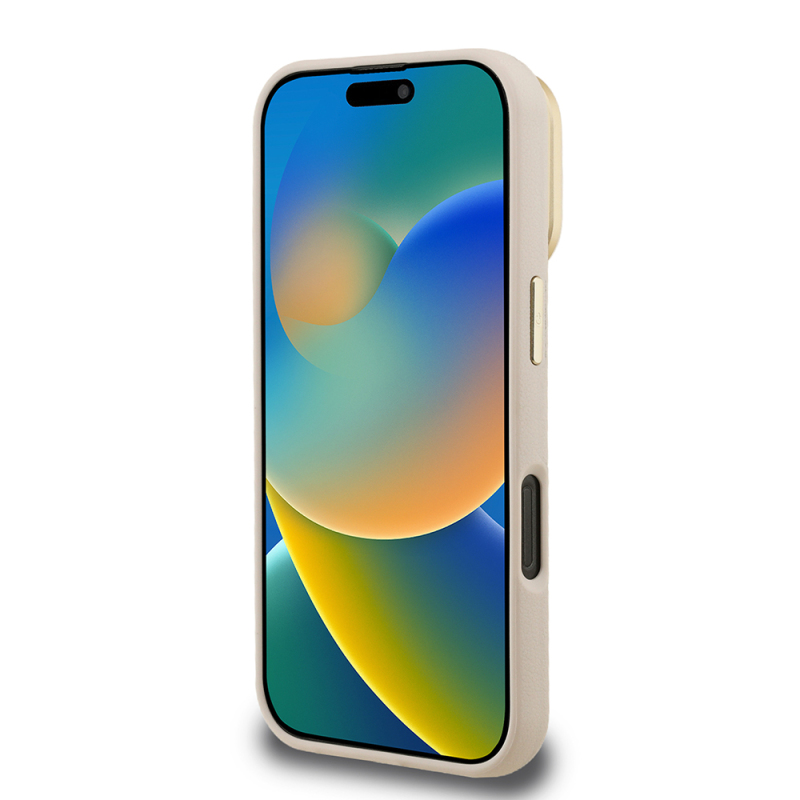 Apple iPhone 16 Pro Max Kılıf Guess Orjinal Lisanslı Grained Yazı Logolu Kamera Standlı Kapak - 9