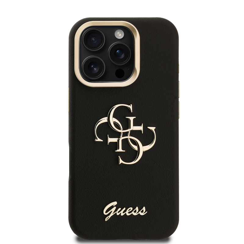 Apple iPhone 16 Pro Max Kılıf Guess Orjinal Lisanslı Grained Yazı Logolu Kamera Standlı Kapak - 14