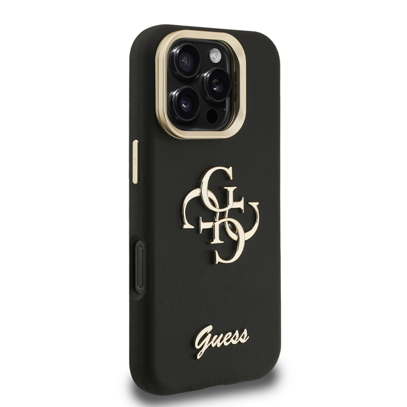 Apple iPhone 16 Pro Max Kılıf Guess Orjinal Lisanslı Grained Yazı Logolu Kamera Standlı Kapak - 15