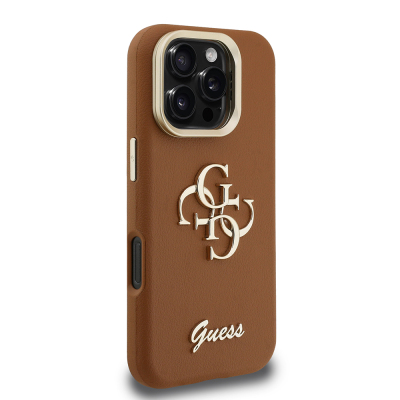 Apple iPhone 16 Pro Max Kılıf Guess Orjinal Lisanslı Grained Yazı Logolu Kamera Standlı Kapak - 22