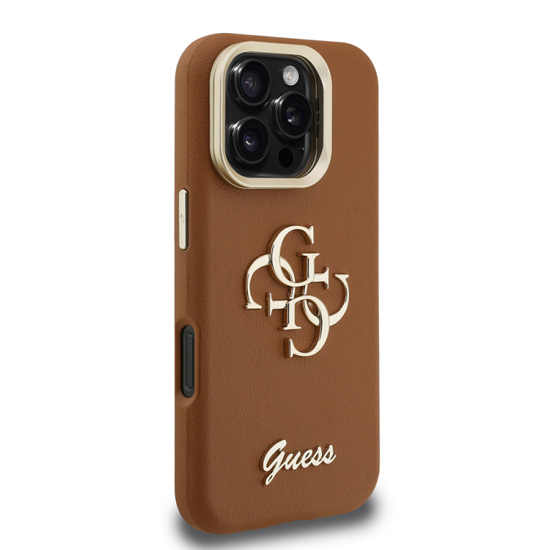 Apple iPhone 16 Pro Max Kılıf Guess Orjinal Lisanslı Grained Yazı Logolu Kamera Standlı Kapak - 22