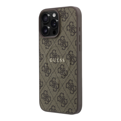 Apple iPhone 16 Pro Max Kılıf Guess Orjinal Lisanslı M-safe Kabartmalı 4G Desenli Yazı Logolu Kapak - 10