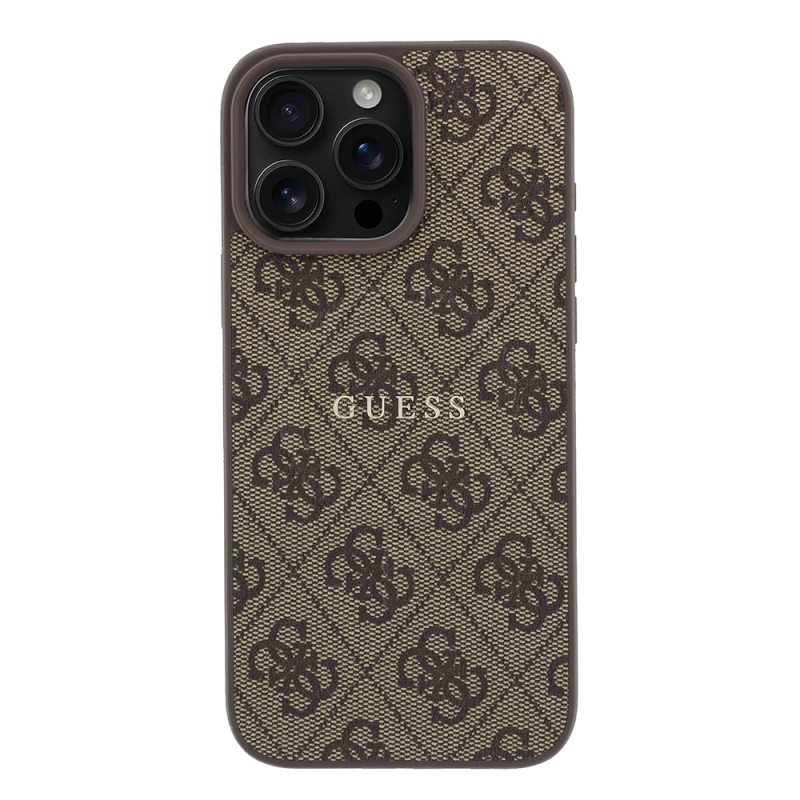 Apple iPhone 16 Pro Max Kılıf Guess Orjinal Lisanslı M-safe Kabartmalı 4G Desenli Yazı Logolu Kapak - 11