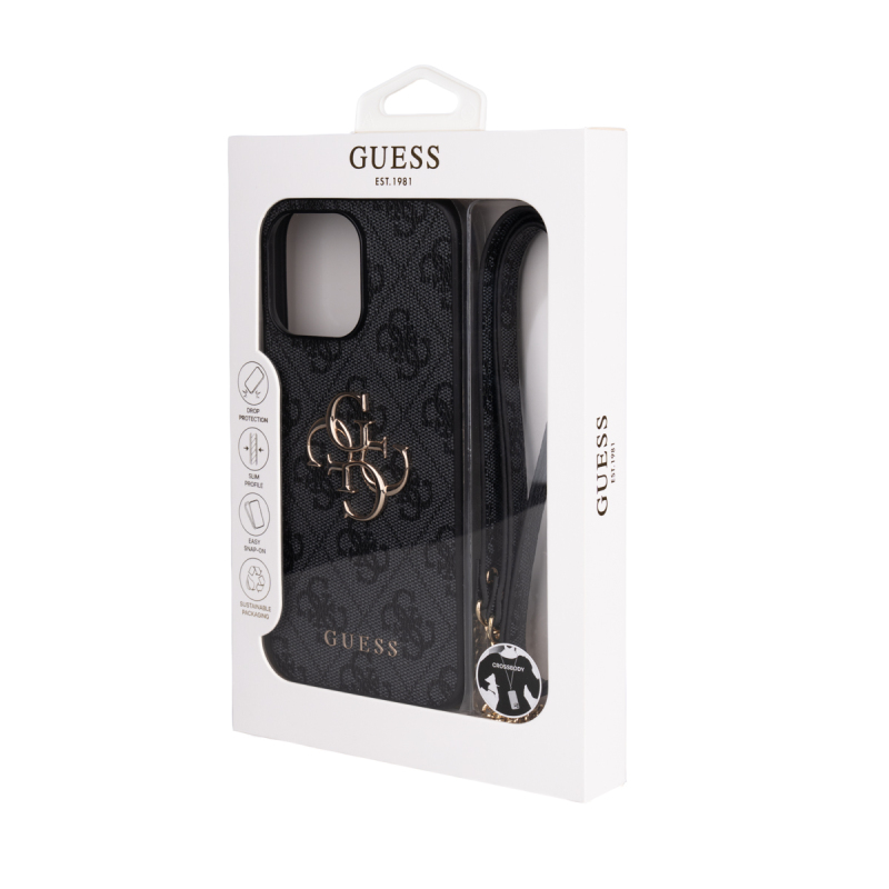 Apple iPhone 16 Pro Max Kılıf Guess Orjinal Lisanslı PU Deri 4G Büyük Metal Logolu Çapraz Vücut Askılı Kapak - 12