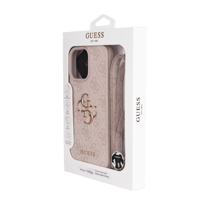 Apple iPhone 16 Pro Max Kılıf Guess Orjinal Lisanslı PU Deri 4G Büyük Metal Logolu Çapraz Vücut Askılı Kapak - 13