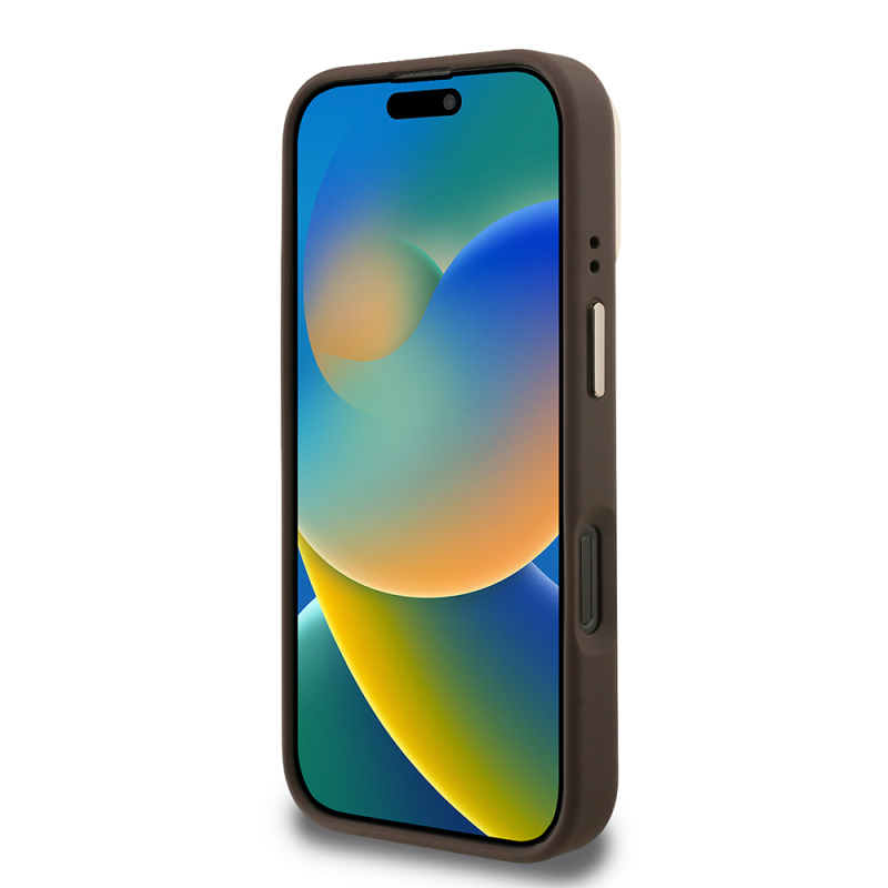 Apple iPhone 16 Pro Max Kılıf Guess Orjinal Lisanslı PU Deri 4G Desenli Metal Büyük 4G ve Yazı Logolu Kamera Standlı Kapak - 8