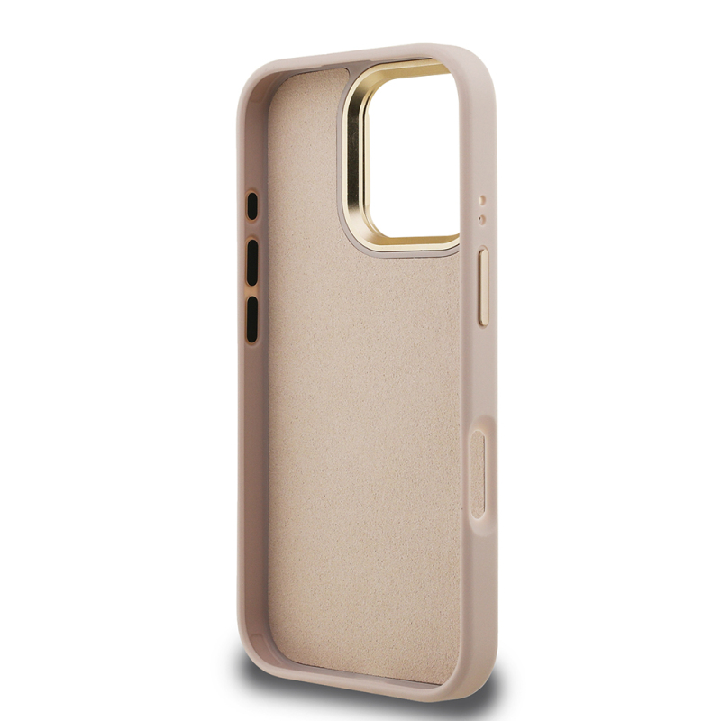 Apple iPhone 16 Pro Max Kılıf Guess Orjinal Lisanslı PU Deri 4G Desenli Metal Büyük 4G ve Yazı Logolu Kamera Standlı Kapak - 32