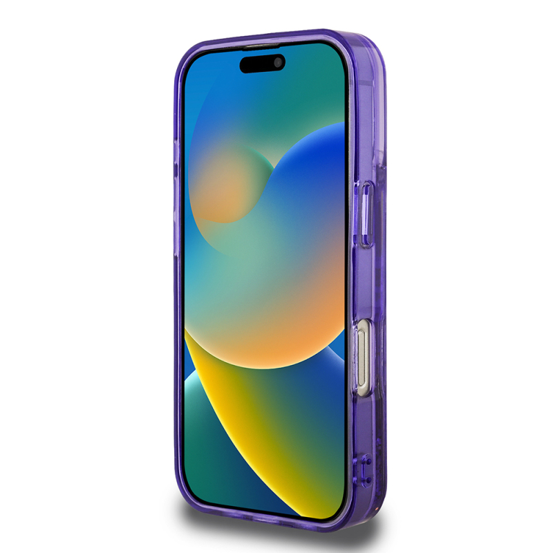 Apple iPhone 16 Pro Max Kılıf Guess Orjinal Lisanslı Transparan Sıvılı Simli Altın Çizgili Kapak - 7