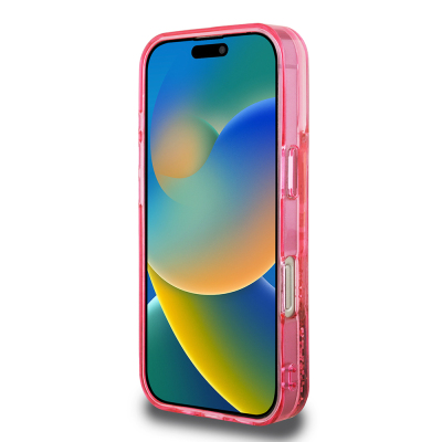 Apple iPhone 16 Pro Max Kılıf Guess Orjinal Lisanslı Transparan Sıvılı Simli Altın Çizgili Kapak - 14