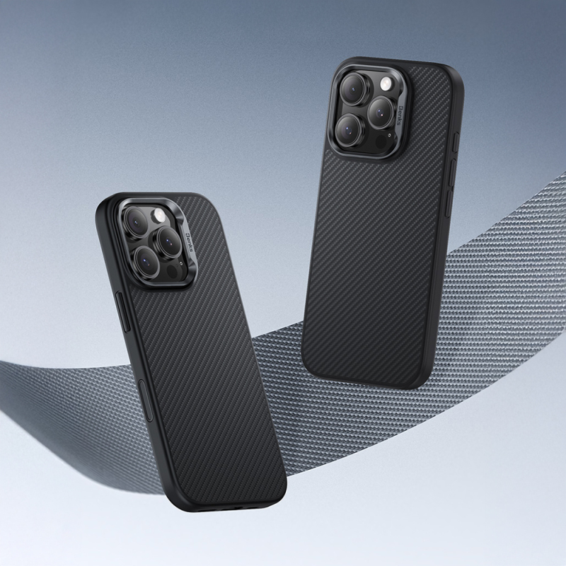 Apple iPhone 16 Pro Max Kılıf Karbon Fiber M-safe Şarj Özellikli Kamera Kontrol Butonlu Benks Hybrid ArmorPro 600D Kevlar Kapak - 6